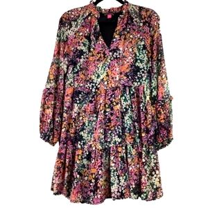 VINCE‎ CAMUTO SIZE XS PINK FLORAL DRESS SUMMER MIDI FALL GUC